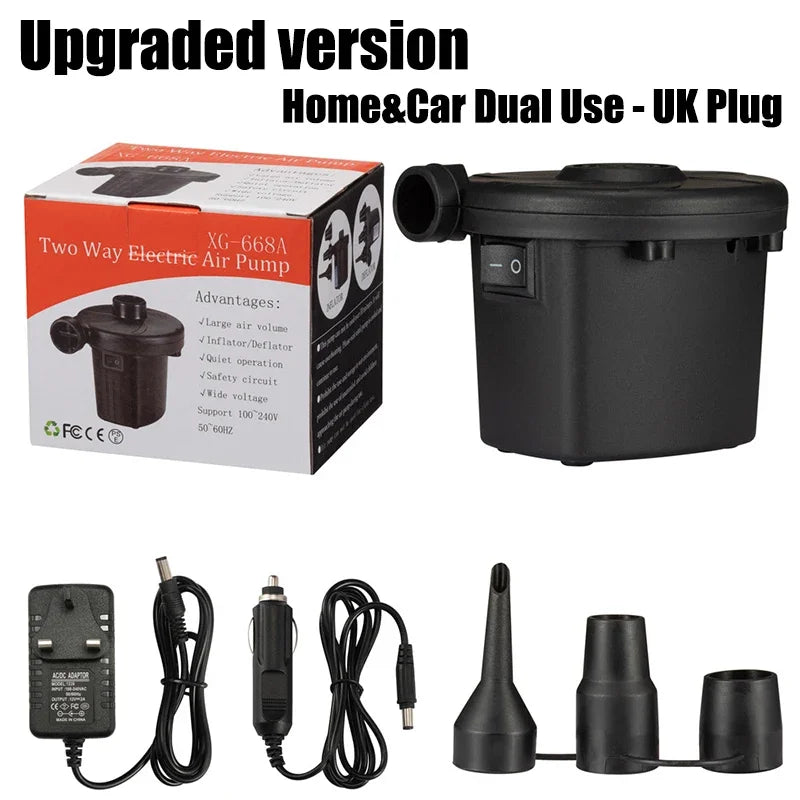 Electric Air Pump High Pressure Fast Inflation Deflation for Air Mattress Inflatable Boat Pool Floats Outdoor Portable Pump