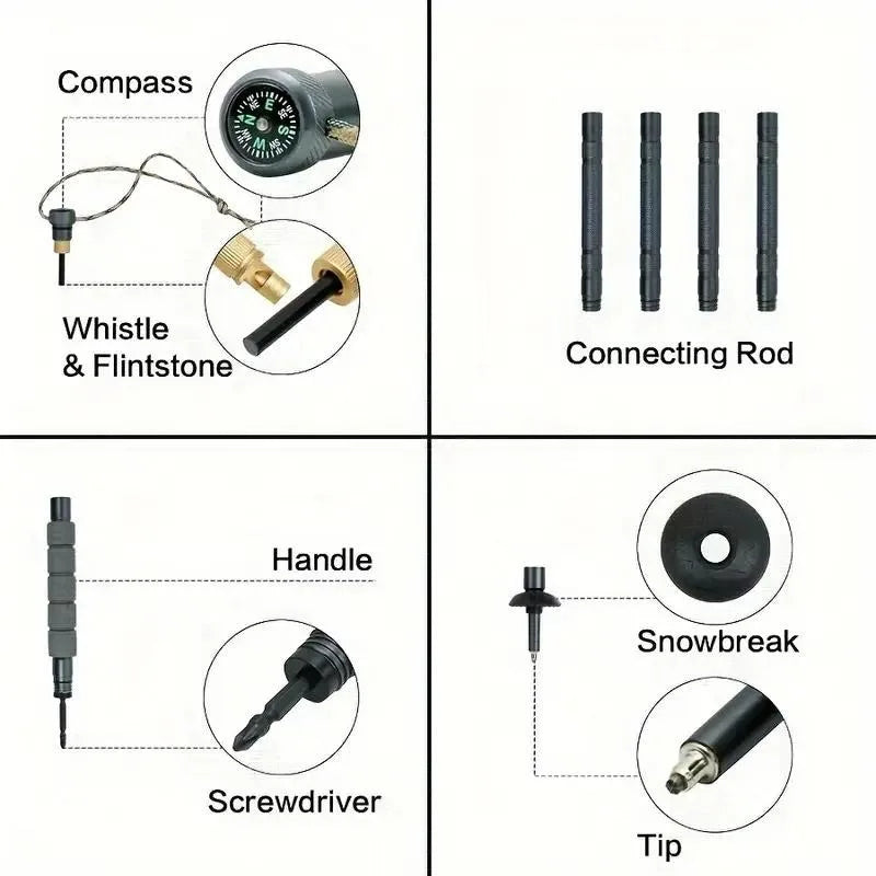 Multi-Purpose Trekking Pole - Aluminum Alloy - Ideal for hiking and snowy conditions, outdoor gear | Insulated grip design