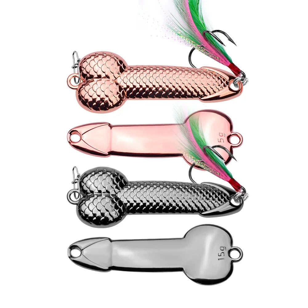 3g-36g Penis Spoon Sequined Lure Minnow Hard VIB Blade Lure Penis Bait Swimbait Crankbait Spinner Bass With Treble Hooks