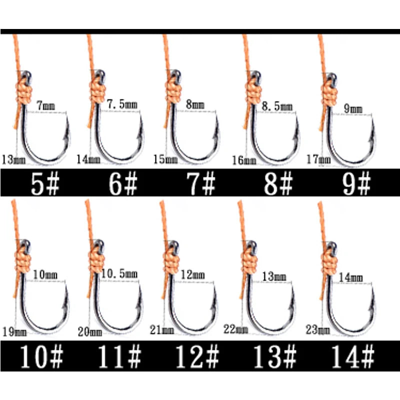 KMRESA High Carbon Steel Fishing Hooks with 5 Small Hooks Rigs Swivel Fishing Lures Pesca Lure String Hooks 5#-14#