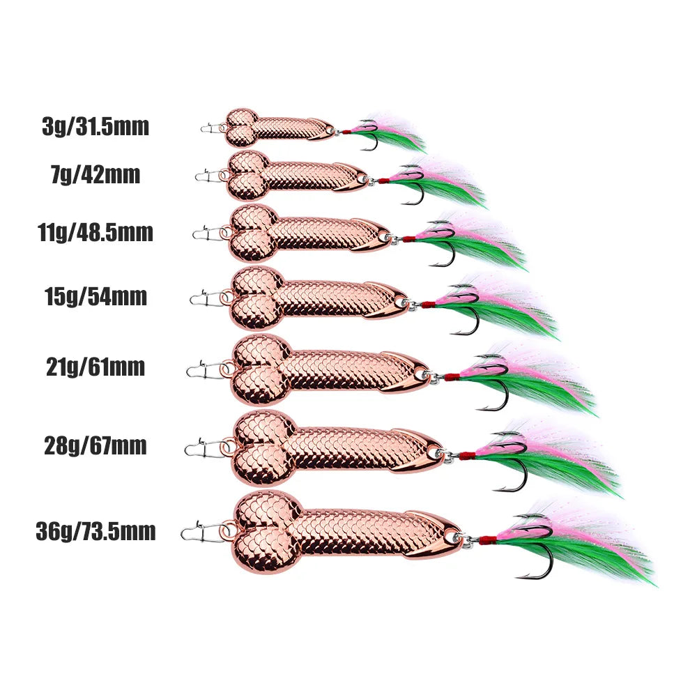 3g-36g Penis Spoon Sequined Lure Minnow Hard VIB Blade Lure Penis Bait Swimbait Crankbait Spinner Bass With Treble Hooks