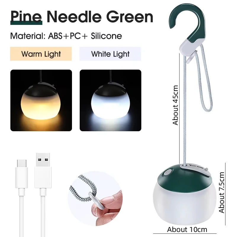 WEST BIKING Camping Tent Hanging Light Portable Camping Lanterns USB Rechargeable Led Light Camp Lamp for Outdoor Emergency