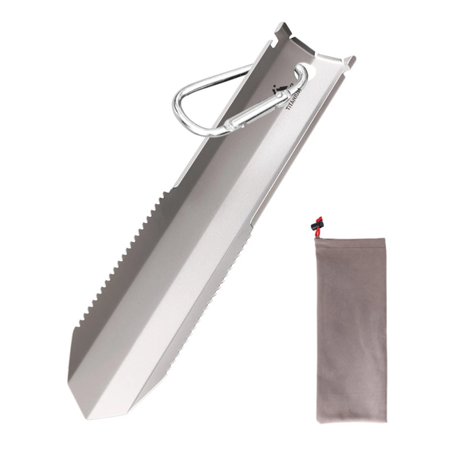 Taruor Titanium Garden Hand Serrated Shovel Smooth handle Portable Durable Outdoor Camping Hiking Backpacking Trowel with Clip
