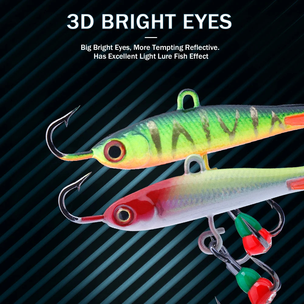 GOBASS 5pcs 50mm 9.5g Winter Ice Fishing Lures Balancer 3D Eyes Jig Bait Artificial Hard Lures Jigging Balanced Bait Wobbler Set