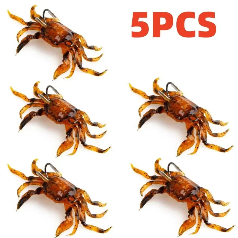 ALASICKA 5-10pcs 8/10CM Crab Lure 3D Simulation Crab Bait Artificial Bait Soft Bait Bass Wrasse Cod Sea Fishing Hook Tackle Tool