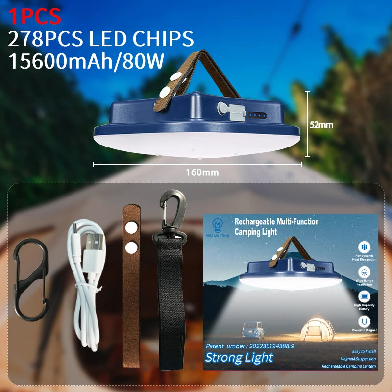 MOSLIGHTING Camping Lantern 80W 7500K Torch Flashlight  Rechargeable LED Light 4 Light Modes For Outdoor Hiking Emergency Lamps