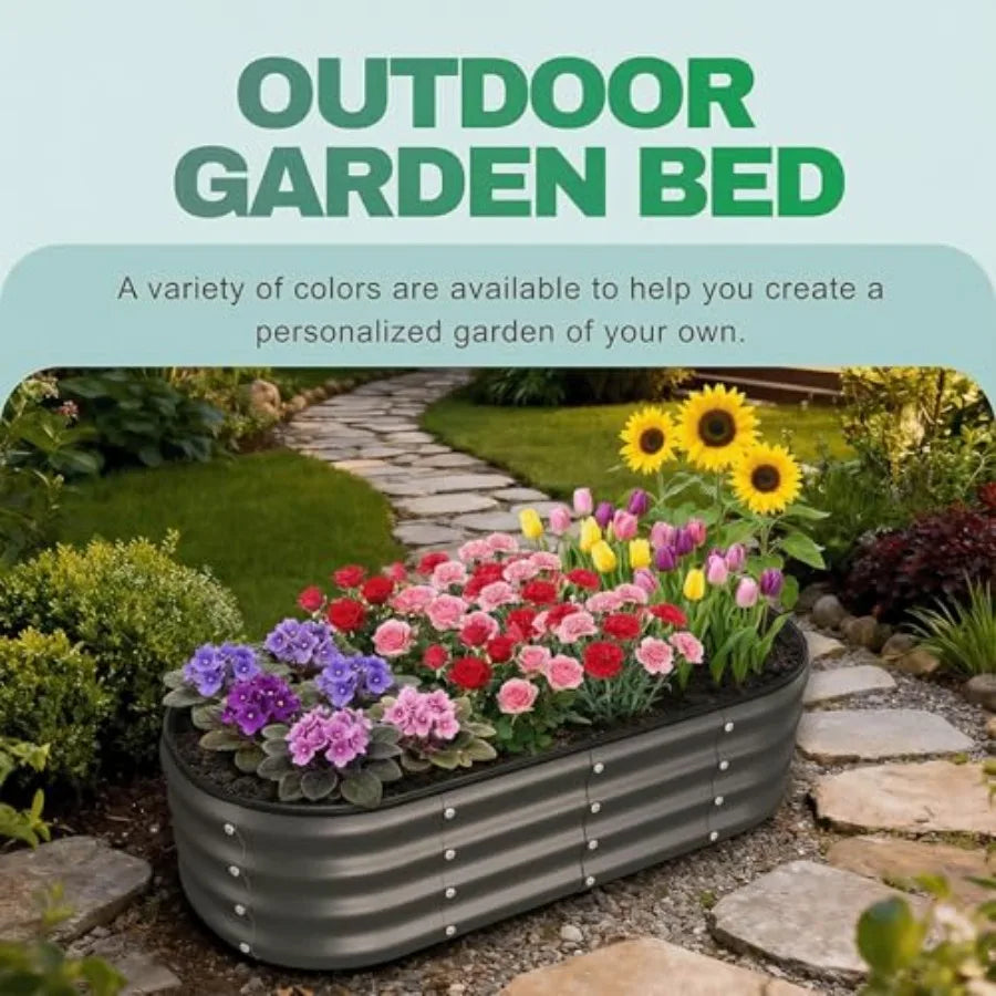 4x2x1 FT Raised Garden Bed Kit Metal Planter Box Outdoor Planters for Outdoor Plants Flower Vegetables Herbs Dark Gray 2PCS