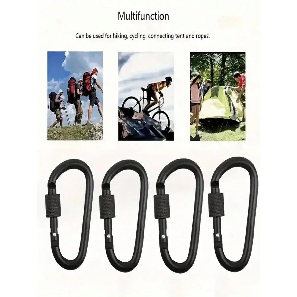 Outdoor Mountain Climbing Aluminum Alloy D-Shaped Carabiner, Metal Hook Keychain, Spring Hook, For Camping, Hiking, Fishing