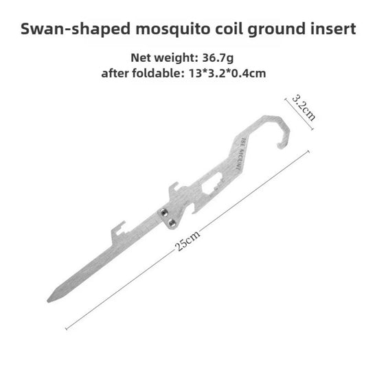 Outdoor Multifunctional Stainless Steel Hook Mosquito Coil Bracket Bottle Opener Measuring Ruler Foldable Insert Outdoor Summer