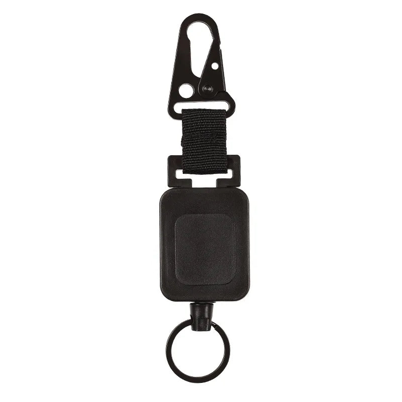 High Quality 60cm Steel Wire Retractable Chain Key Holder Multi-purpose Molle Backpack Hooks Outdoor Hiking Climbing Accessories