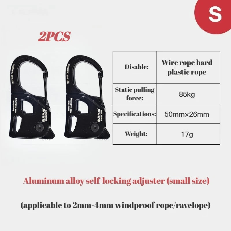 Aluminum Alloy Tent Rope Tensioner Heavy Duty Rustproof Lightweight Adjuster for Canopy Awning Wind Camping Accessories