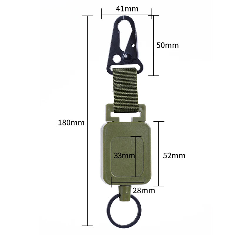 High Quality 60cm Steel Wire Retractable Chain Key Holder Multi-purpose Molle Backpack Hooks Outdoor Hiking Climbing Accessories
