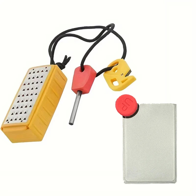 Steel Outdoor Flint Outdoor Survival Camping Tools Emergency Fire Safety Rope Fresnel Magnifying Glass Card Fire Starter