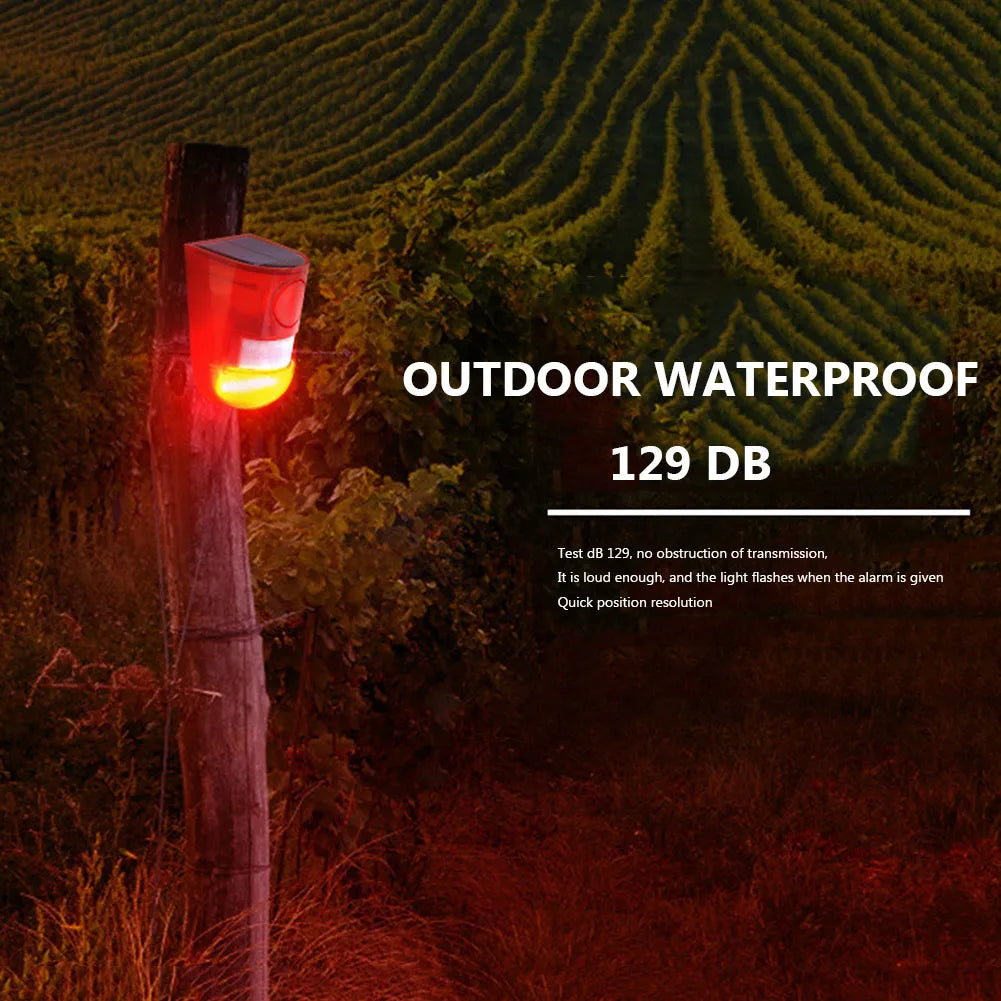 Solar Infrared Motion Sensor Alarm Remote Control Security Alarm System Multifunctional Portable for Villa Farm Yard Garden