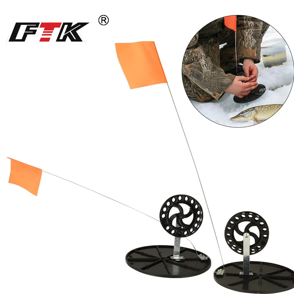 FTK 2pcs/set Tip Up Winter Ice Fishing rod Convenient Braking System Ice Fishing Supply Fishing Accessories for Outdoor