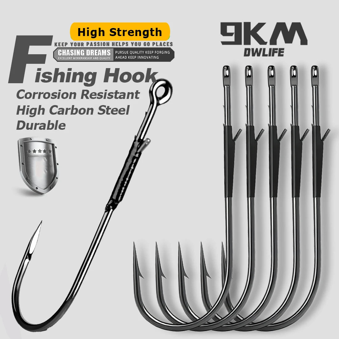 9KM Baitholder Worm Hook 10-30pcs Non-Offset Heavy Cover Hook for Bass Fishing Dual Barb Hook Punching Texas Drop Shot Neko Rig