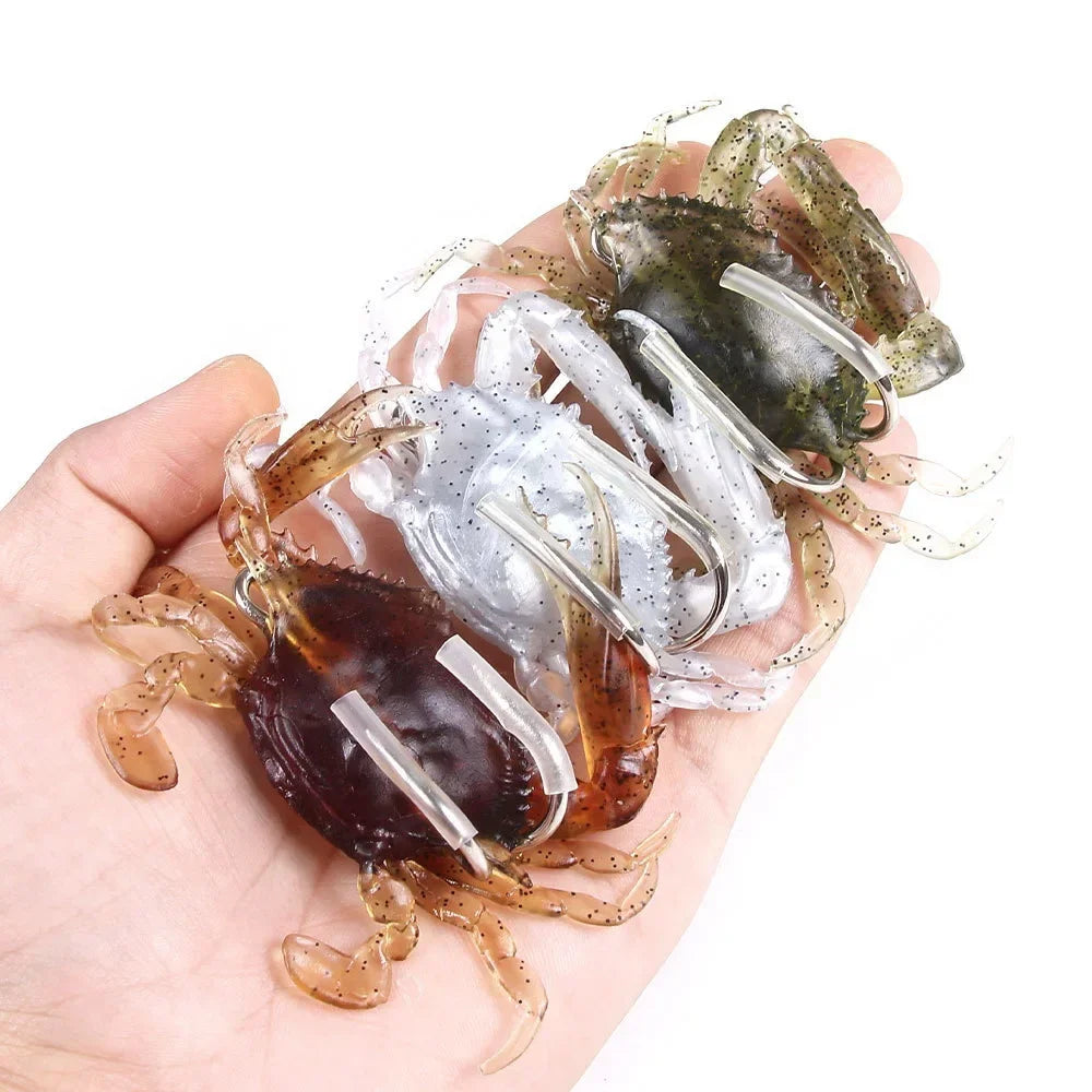 ALASICKA 5-10pcs 8/10CM Crab Lure 3D Simulation Crab Bait Artificial Bait Soft Bait Bass Wrasse Cod Sea Fishing Hook Tackle Tool