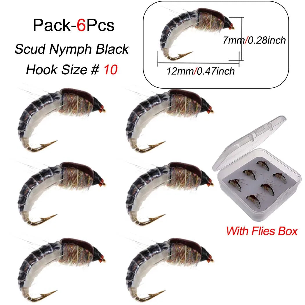 Fishing Lures-6/9Pcs/Box Realistic Nymph Scud Fly for Trout Fishing Fly Tying Artificial Bait Lure