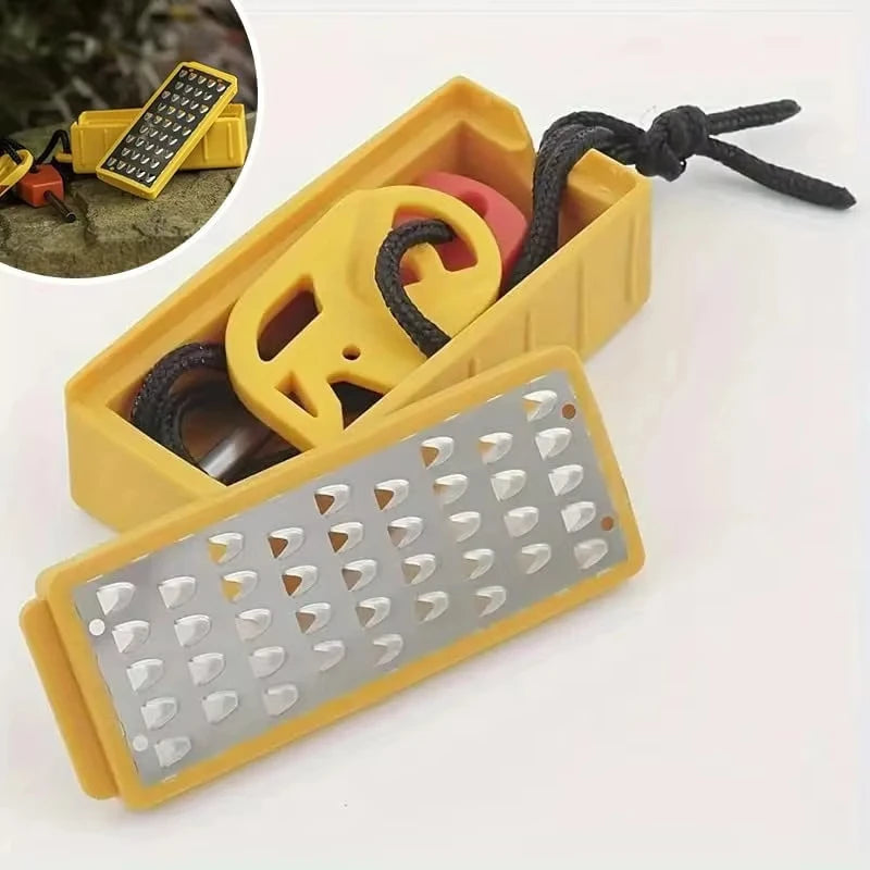 Steel Outdoor Flint Outdoor Survival Camping Tools Emergency Fire Safety Rope Fresnel Magnifying Glass Card Fire Starter