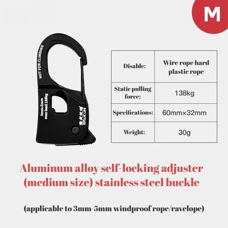 Aluminum Alloy Tent Rope Tensioner Heavy Duty Rustproof Lightweight Adjuster for Canopy Awning Wind Camping Accessories