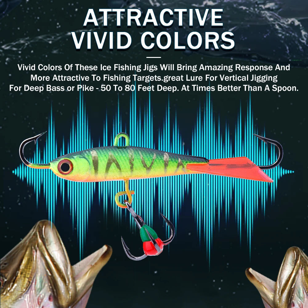 GOBASS 5pcs 50mm 9.5g Winter Ice Fishing Lures Balancer 3D Eyes Jig Bait Artificial Hard Lures Jigging Balanced Bait Wobbler Set