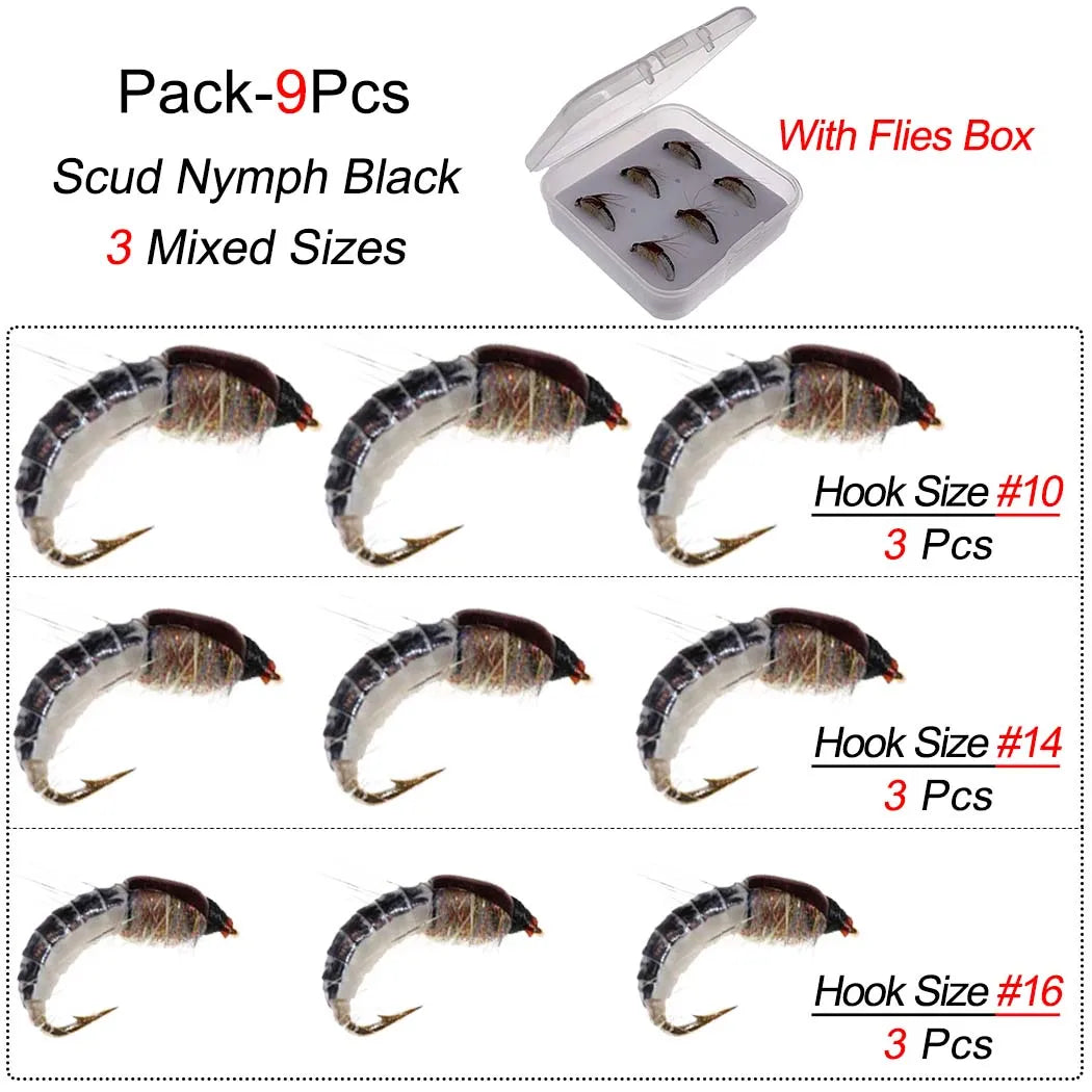 Fishing Lures-6/9Pcs/Box Realistic Nymph Scud Fly for Trout Fishing Fly Tying Artificial Bait Lure