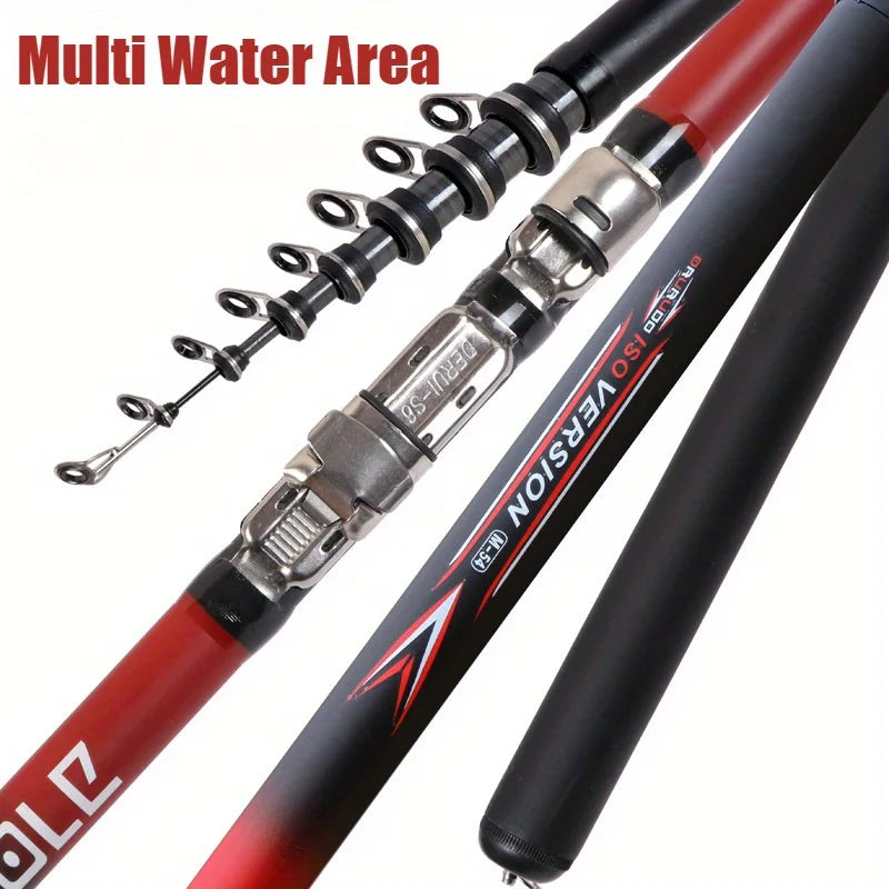 3.6-6.3m Red Rock Fishing Rod, 36T Carbon Fiber Material, Stylish Paint Finish, Suitable for Both Fresh and Saltwater Use