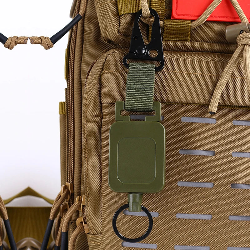High Quality 60cm Steel Wire Retractable Chain Key Holder Multi-purpose Molle Backpack Hooks Outdoor Hiking Climbing Accessories