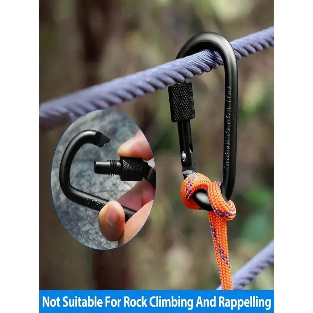 Outdoor Mountain Climbing Aluminum Alloy D-Shaped Carabiner, Metal Hook Keychain, Spring Hook, For Camping, Hiking, Fishing