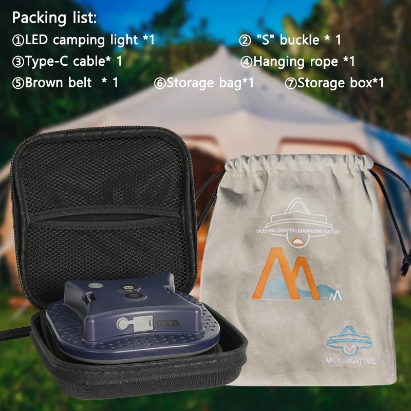 MOSLIGHTING Camping Lantern 80W 7500K Torch Flashlight  Rechargeable LED Light 4 Light Modes For Outdoor Hiking Emergency Lamps