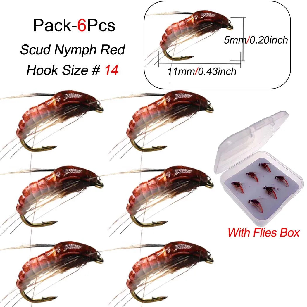 Fishing Lures-6/9Pcs/Box Realistic Nymph Scud Fly for Trout Fishing Fly Tying Artificial Bait Lure