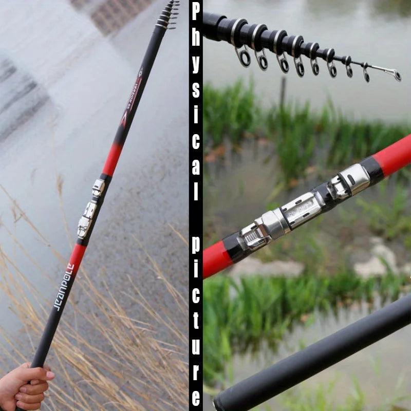 3.6-6.3m Red Rock Fishing Rod, 36T Carbon Fiber Material, Stylish Paint Finish, Suitable for Both Fresh and Saltwater Use