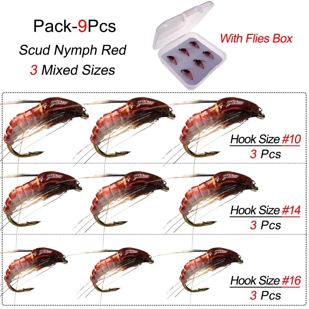 Fishing Lures-6/9Pcs/Box Realistic Nymph Scud Fly for Trout Fishing Fly Tying Artificial Bait Lure