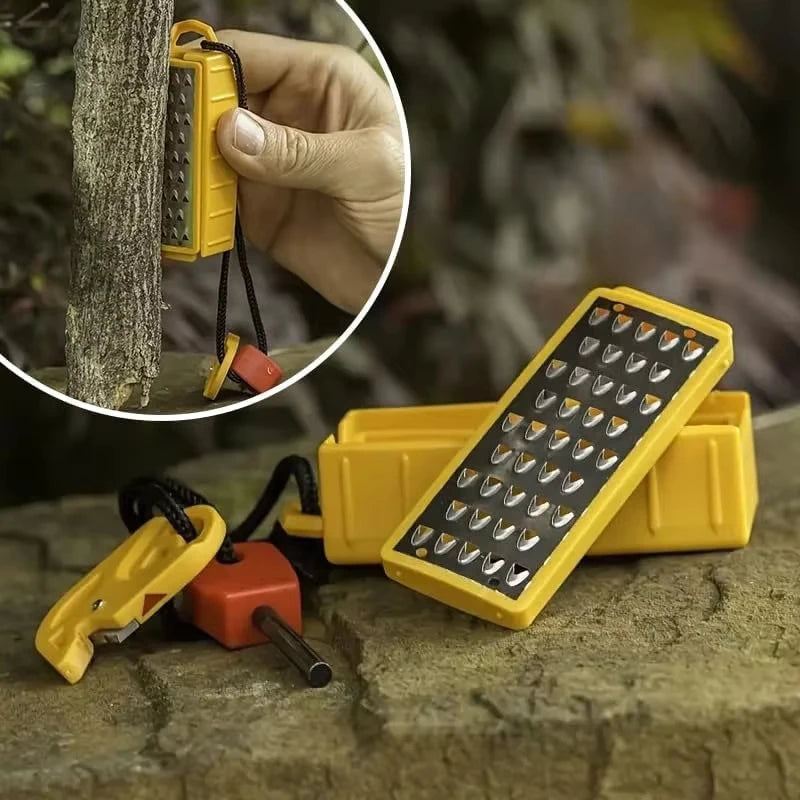 Steel Outdoor Flint Outdoor Survival Camping Tools Emergency Fire Safety Rope Fresnel Magnifying Glass Card Fire Starter