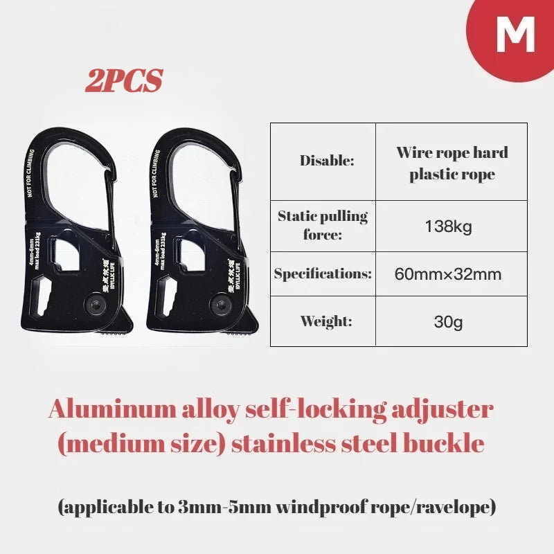 Aluminum Alloy Tent Rope Tensioner Heavy Duty Rustproof Lightweight Adjuster for Canopy Awning Wind Camping Accessories
