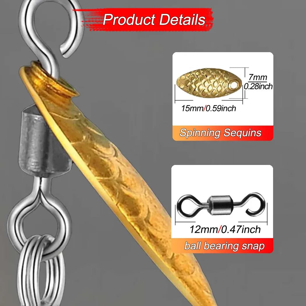 5Pcs/10Pcs Spinner Sequin Worm Bait Flies Fishing Lure Hook For Trout/Steelhead/Salmon/Bass