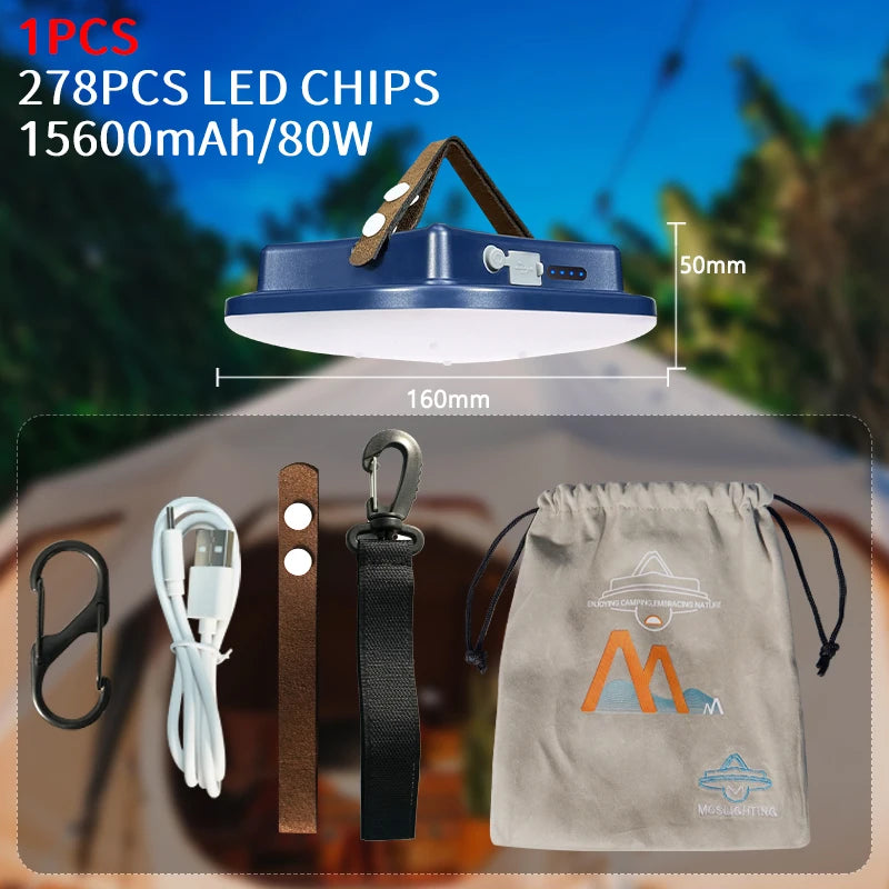 MOSLIGHTING Camping Lantern 80W 7500K Torch Flashlight  Rechargeable LED Light 4 Light Modes For Outdoor Hiking Emergency Lamps