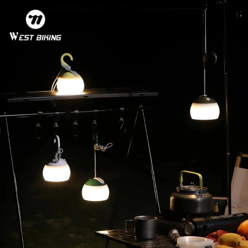 WEST BIKING Camping Tent Hanging Light Portable Camping Lanterns USB Rechargeable Led Light Camp Lamp for Outdoor Emergency