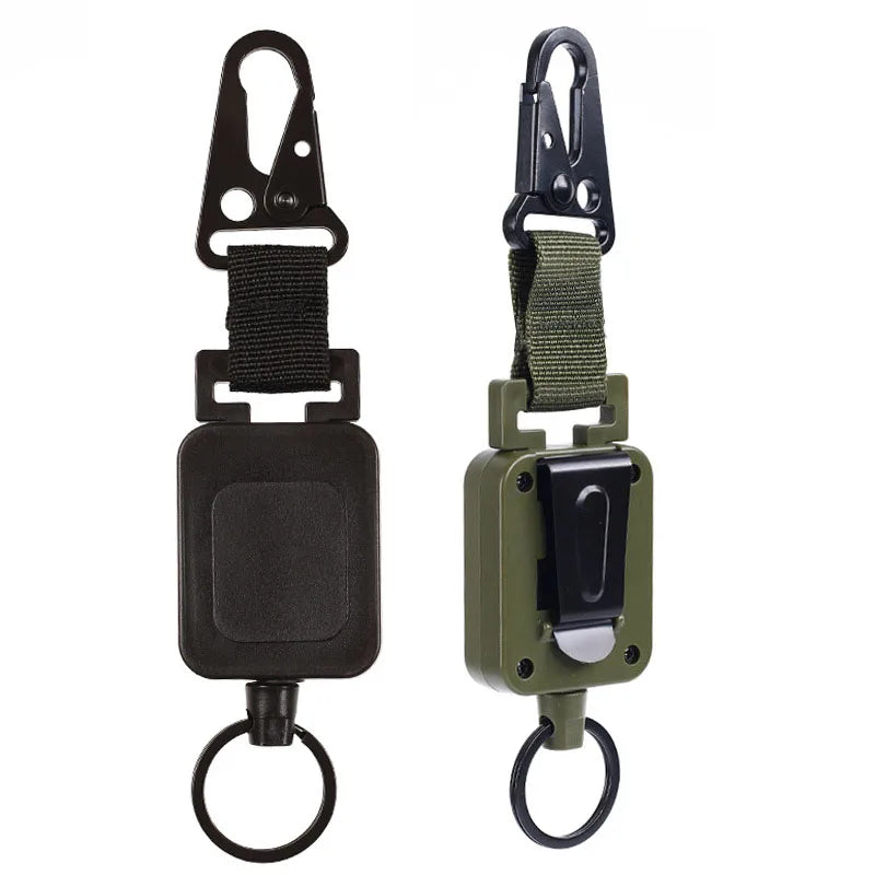 High Quality 60cm Steel Wire Retractable Chain Key Holder Multi-purpose Molle Backpack Hooks Outdoor Hiking Climbing Accessories