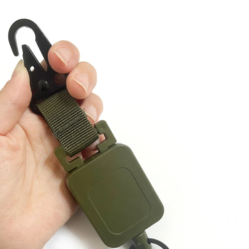 High Quality 60cm Steel Wire Retractable Chain Key Holder Multi-purpose Molle Backpack Hooks Outdoor Hiking Climbing Accessories