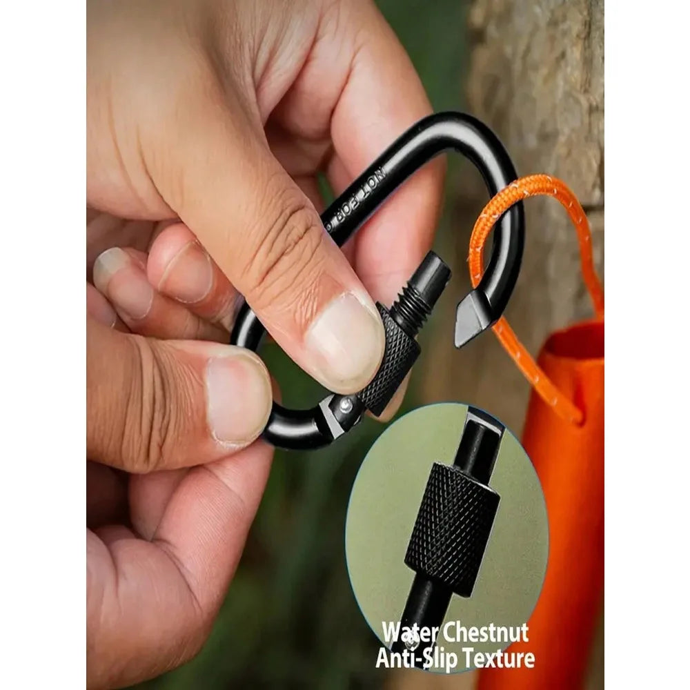 Outdoor Mountain Climbing Aluminum Alloy D-Shaped Carabiner, Metal Hook Keychain, Spring Hook, For Camping, Hiking, Fishing