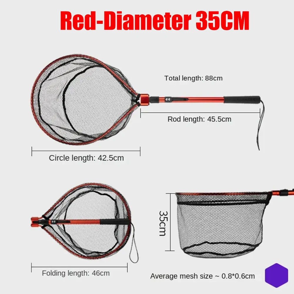 Fishing Landing Net with Telescoping Pole Handle Fish net Freshwater for Kids Men Women