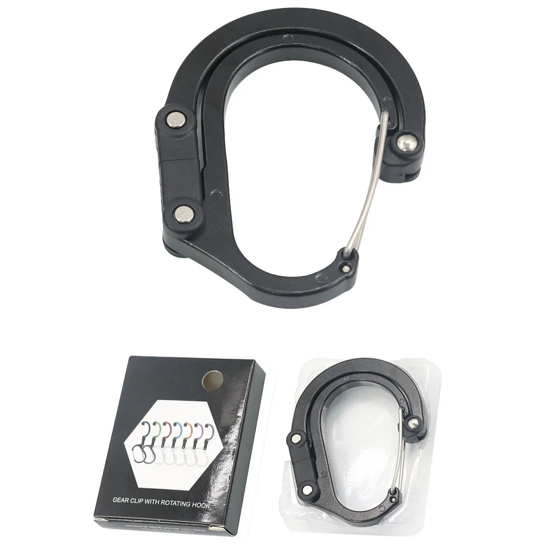 Hybrid Gear Clip Carabiner Rotating Hook Clip Non-Locking Strong Clips for Camping Fishing Hiking Travel Backpack Out