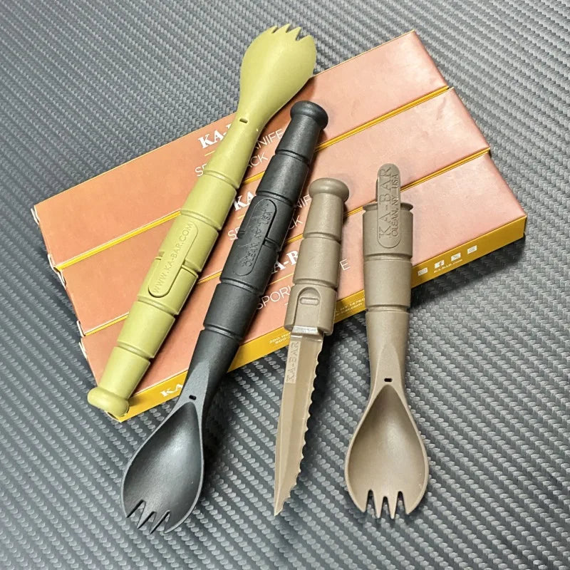 Mini Cutlery Set, Outdoor Multifunctional Tools, Fork Spoon Knife Combination, Camping and Hiking Essential Equipment