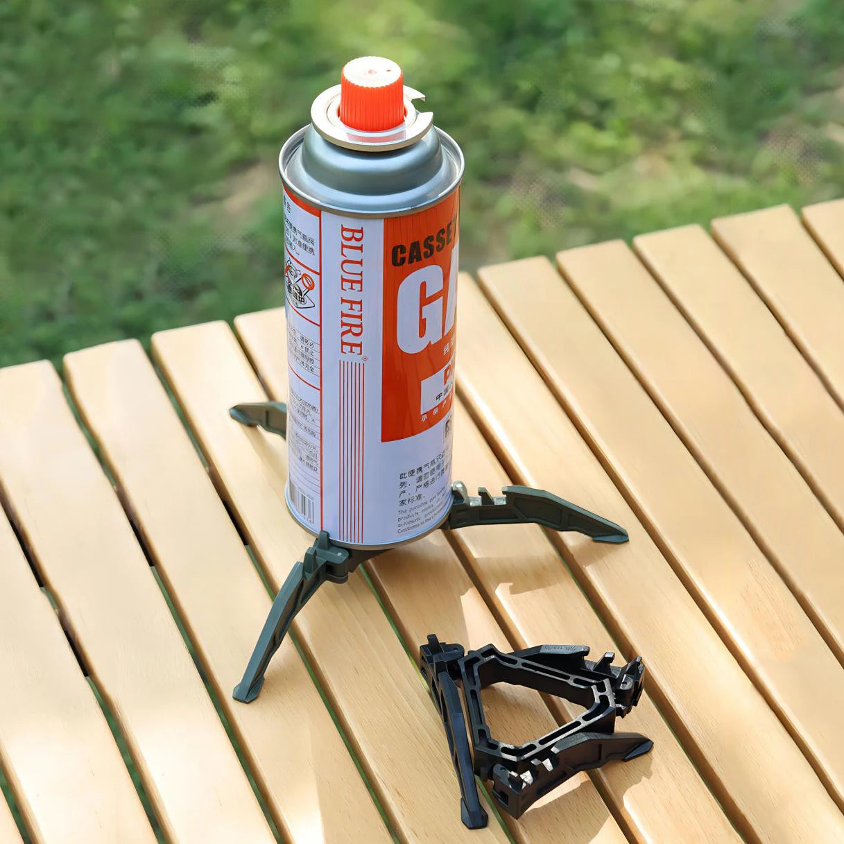 Fuel Can Stabilizer for Camping Stoves,Foldable Cartridge Canister Tripod Bracket for Hiking Camping Outdoor Gas Tank Bracket