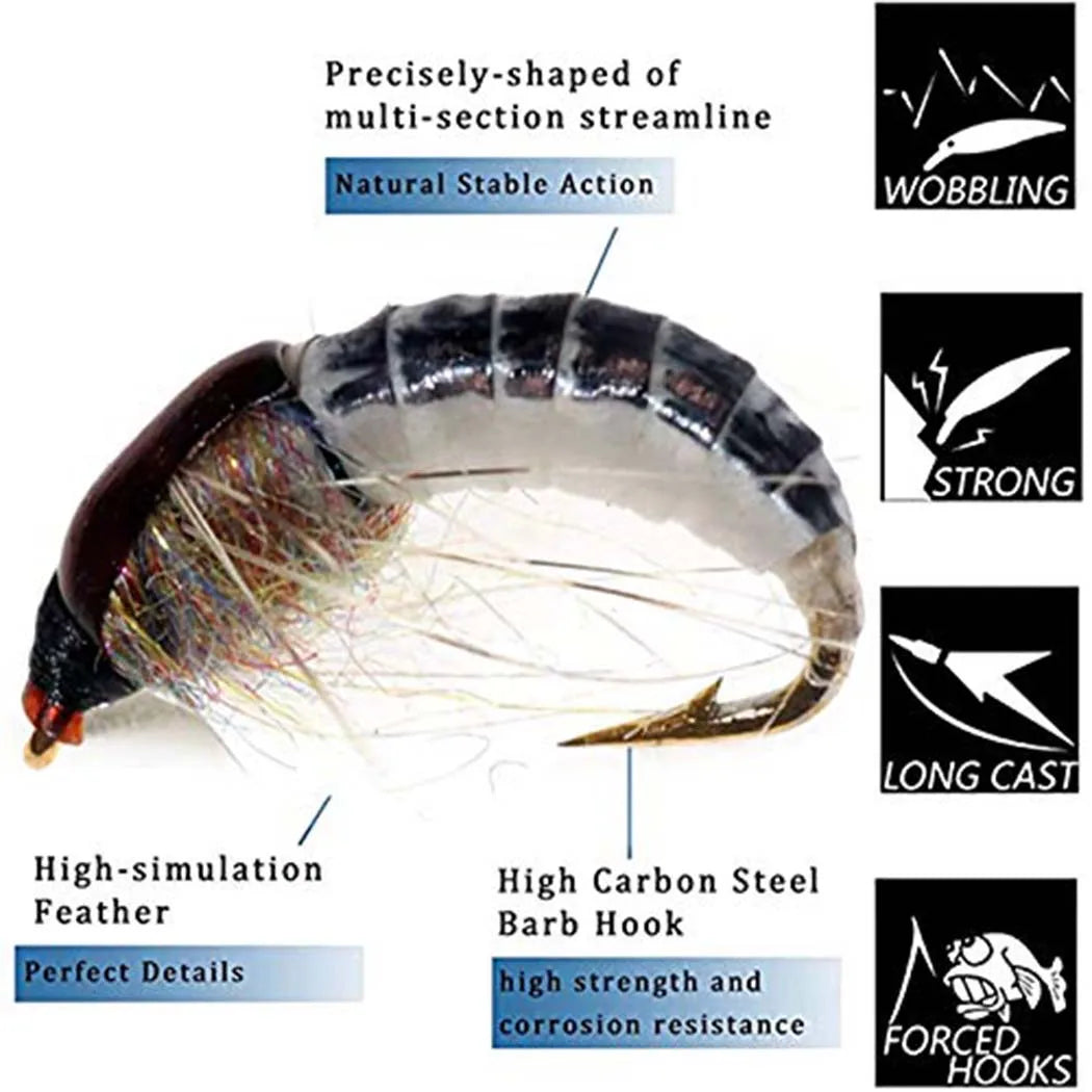 Fishing Lures-6/9Pcs/Box Realistic Nymph Scud Fly for Trout Fishing Fly Tying Artificial Bait Lure