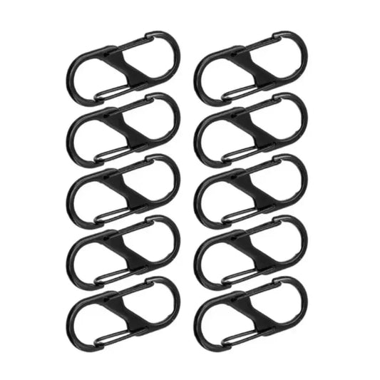 10 Pcs S Shaped Carabiner Metal Double Hooks Carabiner Keychain Small Spring Clips for Camping Fishing Traveling