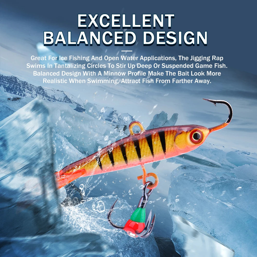 GOBASS 5pcs 50mm 9.5g Winter Ice Fishing Lures Balancer 3D Eyes Jig Bait Artificial Hard Lures Jigging Balanced Bait Wobbler Set
